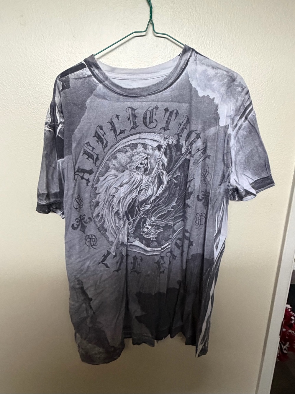 Affliction Men's Gray Tie-Dye Graphic Short Sleeve Tee
